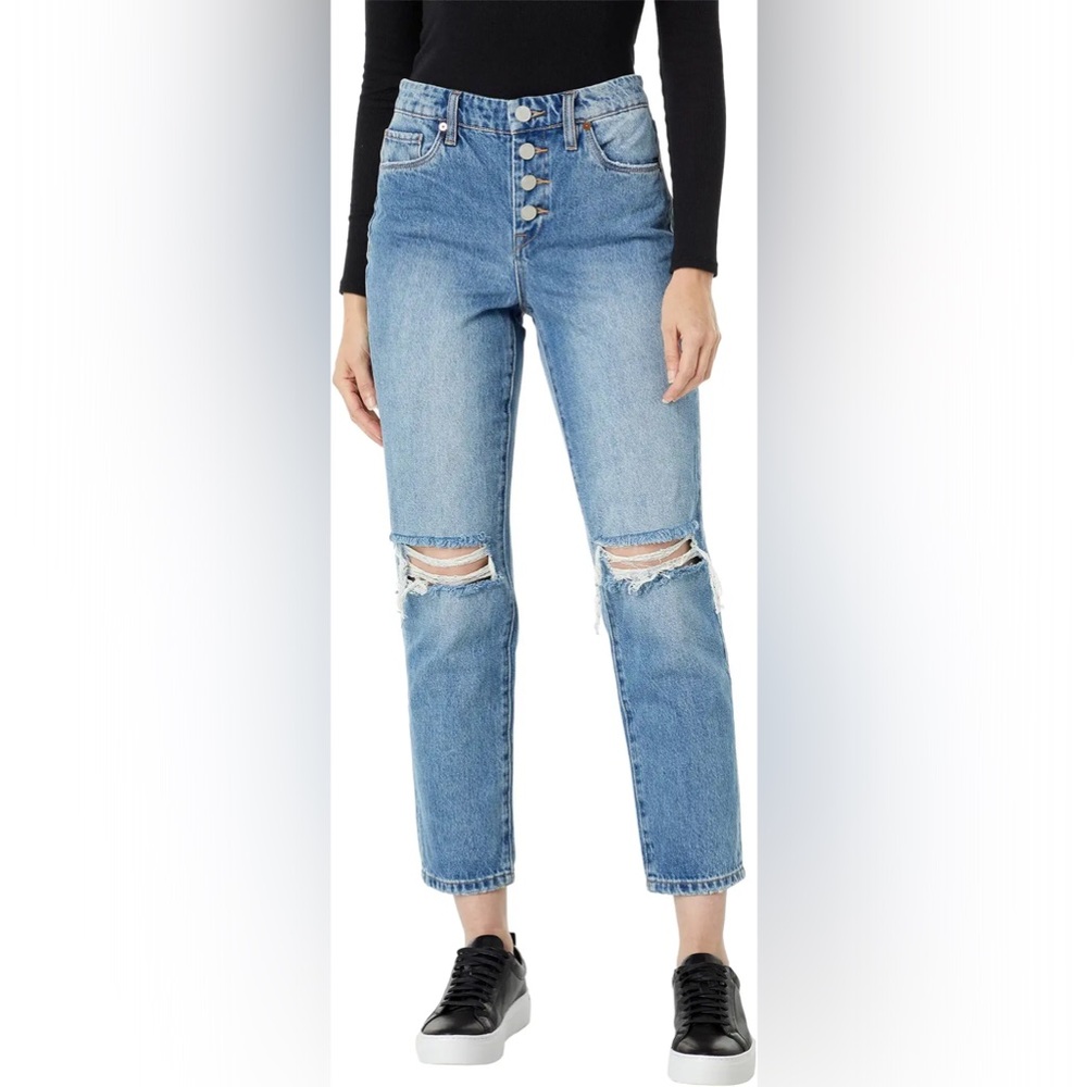 NEW Blank NYC Medium Wash Distressed The Madison High Rise Crop Size 24/ 0